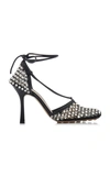 Bottega Veneta Black Crystal Stretch Heels In 1013 Black Cr