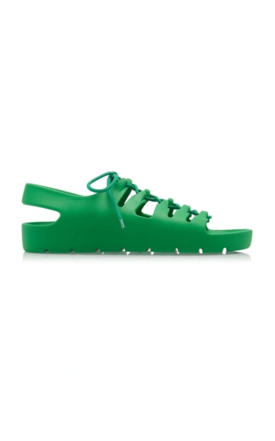 Bottega Veneta Lace Up Flat Sandals 凉鞋 In Green