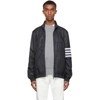 THOM BROWNE NAVY OVERSIZED 4-BAR ZIP-UP JACKET