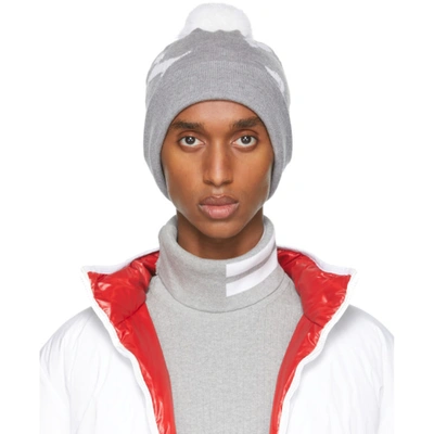 Thom Browne Hector Icon Intarsia Merino Wool Beanie In Gray