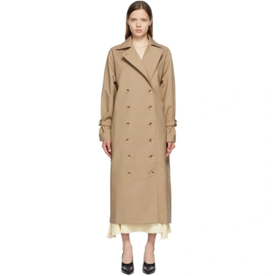 Totême Pisa Double-breasted Cotton-blend Trench Coat In Khaki