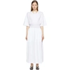 Totême Gathered Elbow-sleeve Cotton Midi Dress In White