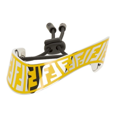 Fendi Silver & Yellow Ff Bracelet In Jaune