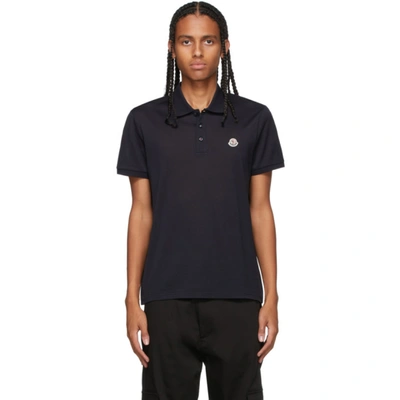 Moncler Navy Knit Polo In 77x Navy