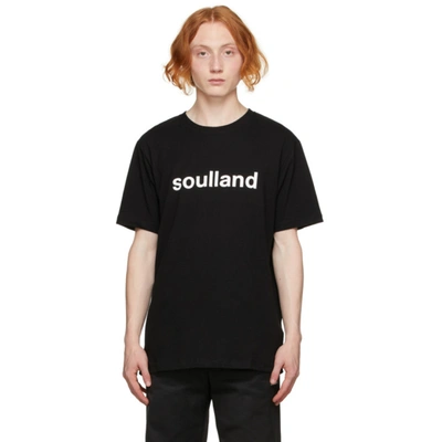 Soulland Logo Print Organic Cotton T-shirt In Black
