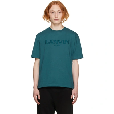 Lanvin Embroidered-logo Cotton T-shirt In Green