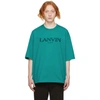LANVIN GREEN EMBROIDERED LOGO T-SHIRT
