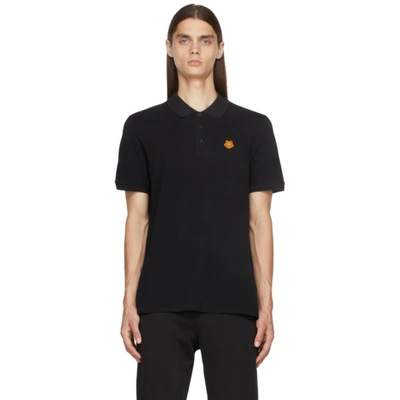 Kenzo Jersey Polo With Logo Patch In Black