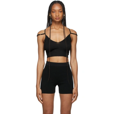 Jacquemus La Maille Aneto Knitted Crop Top In Black
