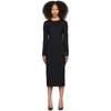 DOLCE & GABBANA BLACK LONG SLEEVE LOGO PLAQUE DRESS