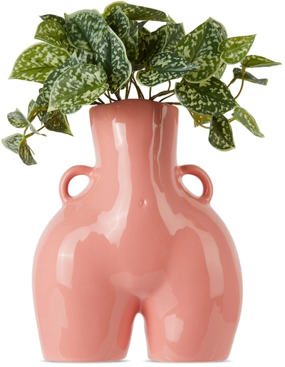 Anissa Kermiche Pink Ceramic Love Handles Vase In Hot Pink Sh
