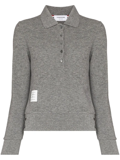 Thom Browne Grey Long Sleeve Cashmere Polo Shirt