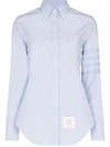 Thom Browne Logo Patch Buttoned Shirt In Blue
