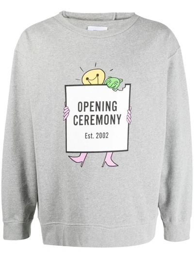 Opening Ceremony Light Bulb Box Logo Print Hoodie In Grey