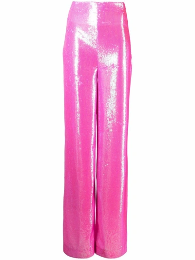 Philipp Plein Wide-leg Embellished Trousers In Pink