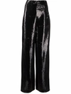 Philipp Plein Embellished Wide-leg Trousers In Black