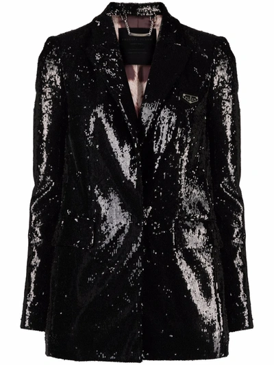 Philipp Plein Sequin-embellished Blazer In Black