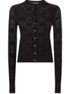 Dolce & Gabbana Black Cardigan With All-over Logo In Black