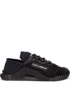 Dolce & Gabbana Ns1 Lace-up Canvas Sneakers With Lace Detail In Black