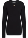 Dolce & Gabbana Viscose Sweater With Crystal Dg Embellishment In Black