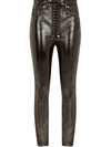DOLCE & GABBANA COATED LACE-UP SKINNY TROUSERS