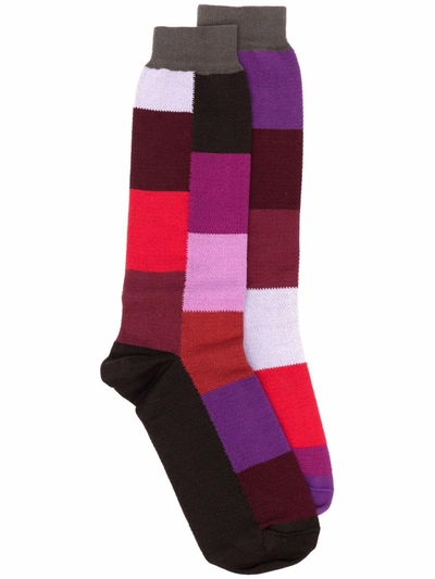 Marni Geometric Colour-block Socks In Black