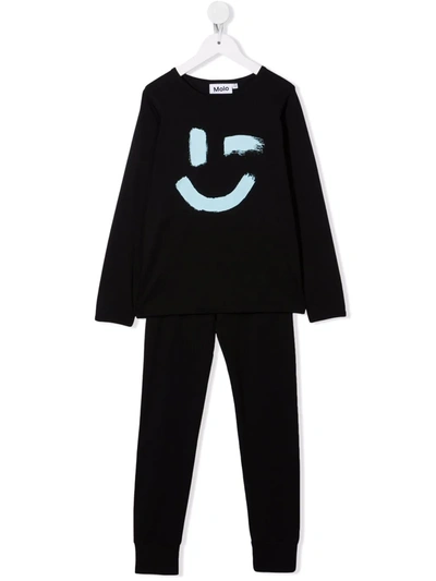 Molo Kids' Smiley-print Two-piece Set In Black