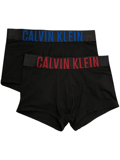 Calvin Klein 2 Pack Logo-waistband Boxers In Black
