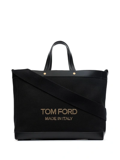 Tom Ford Debossed-logo Shopping Tote-bag In Black Gold Black