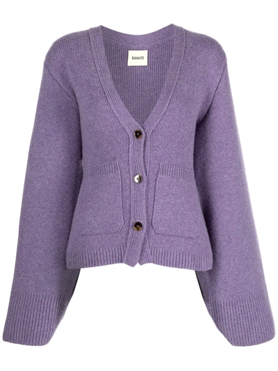 Khaite Scarlet Vnk Ls Pckts Cashmere Car In Purple