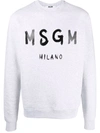 Msgm Logo-print Crew Neck Sweatshirt In Grey/black