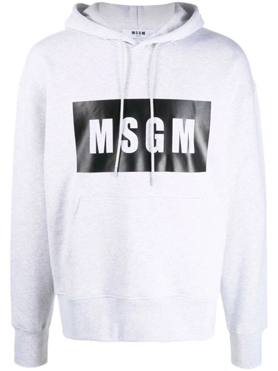 Msgm High-contrast Logo Hoodie In Grey