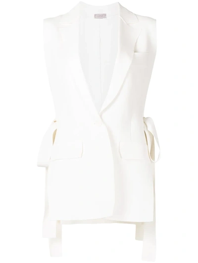Mrz Tie-fastening Single-breasted Waistcoat In White