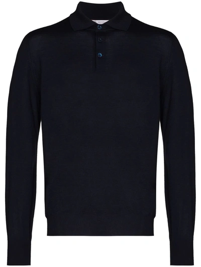Brunello Cucinelli Knitted Long-sleeve Polo Shirt In Blue