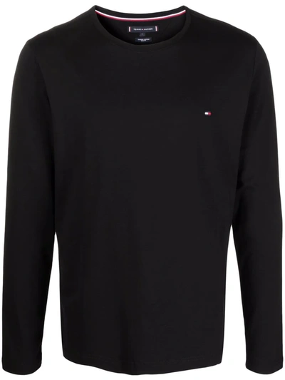 Tommy Hilfiger Logo-embroidered Long-sleeve T-shirt In Blau