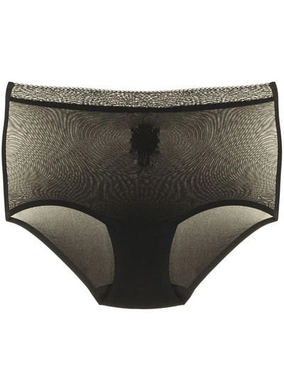 Chantelle High-waisted Lace-trim Briefs In Black