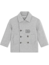 DOLCE & GABBANA DOUBLE-BREASTED LOGO-PATCH COAT