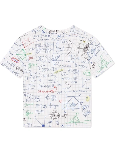 Dolce & Gabbana Kids' Algebra-print Cotton T-shirt In White