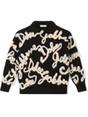 DOLCE & GABBANA LOGO-EMBROIDERED VIRGIN WOOL JUMPER