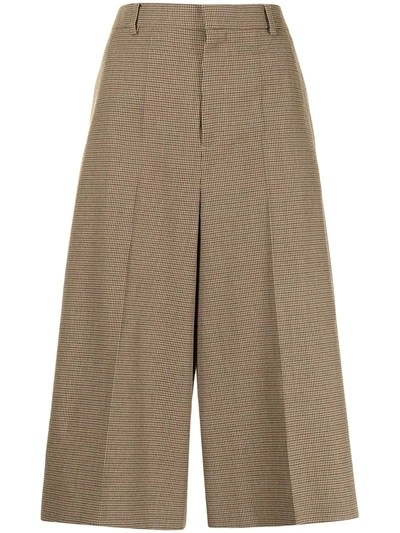 Pre-owned Celine 2019  Check-print Wool Culottes In Brown