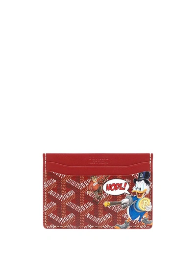 Pre-owned Goyard Saint Sulpice Monogram-print Cardholder In Red