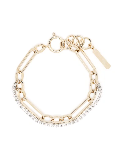 Justine Clenquet 24k Yellow Gold Plate Paloma Chain Link Crystal Bracelet