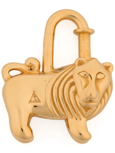 Pre-owned Hermes 1997  Lion Cadena Lock Charm In Gold