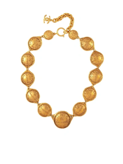 Pre-owned Chanel 1980s Cambon Address Necklace In Gold
