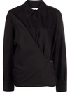 Lemaire Wrap-front Long-sleeve Shirt In Black