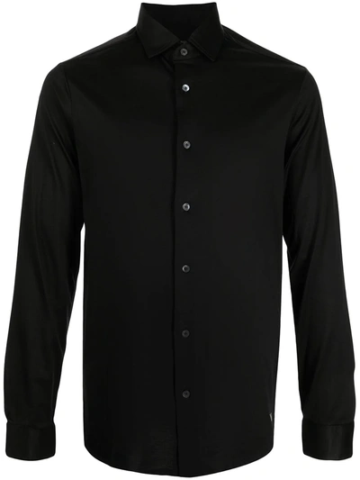 Emporio Armani Lyocell-blend Button-up Shirt In Black