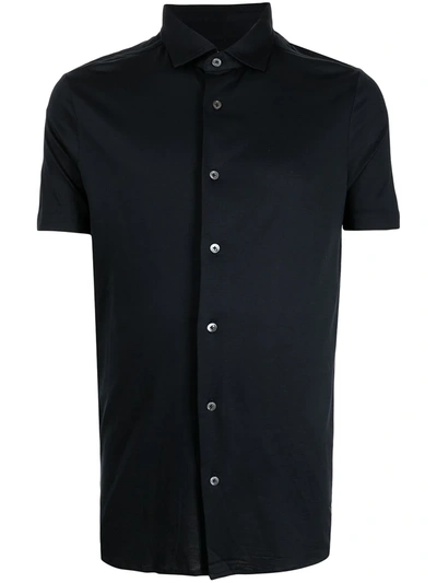 Emporio Armani Button-up Short-sleeved Shirt In Blue