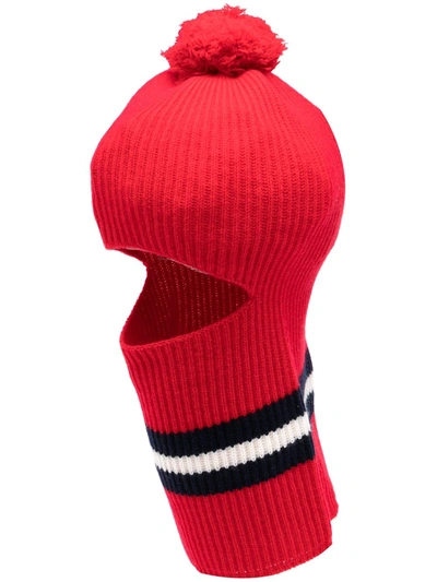 Cashmere In Love Wira Pompom Balaclava Hat In Red