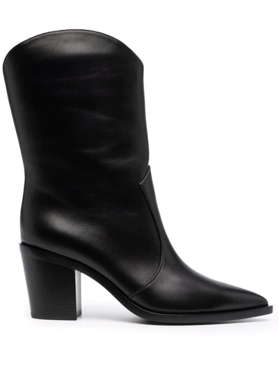 Gianvito Rossi Black Leather Denver Boots In Nero