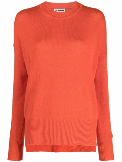 Jil Sander Crew-neck Cashmere Jumper In Orange